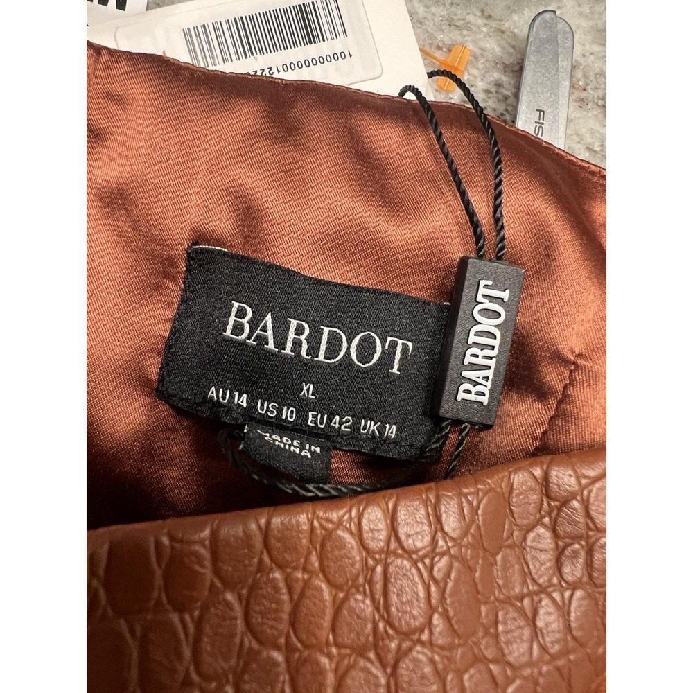 Bardot 'Croc' Brown Polyurethane Mini Dress Size XL - NWT - Picture 3 of 6